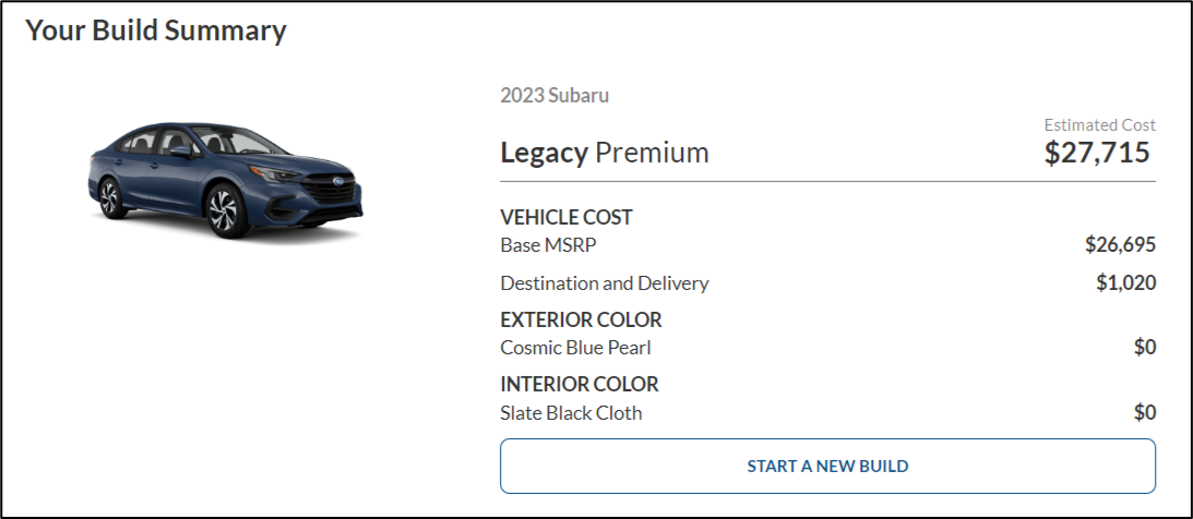 Build & Price Submit Your Customized Subaru