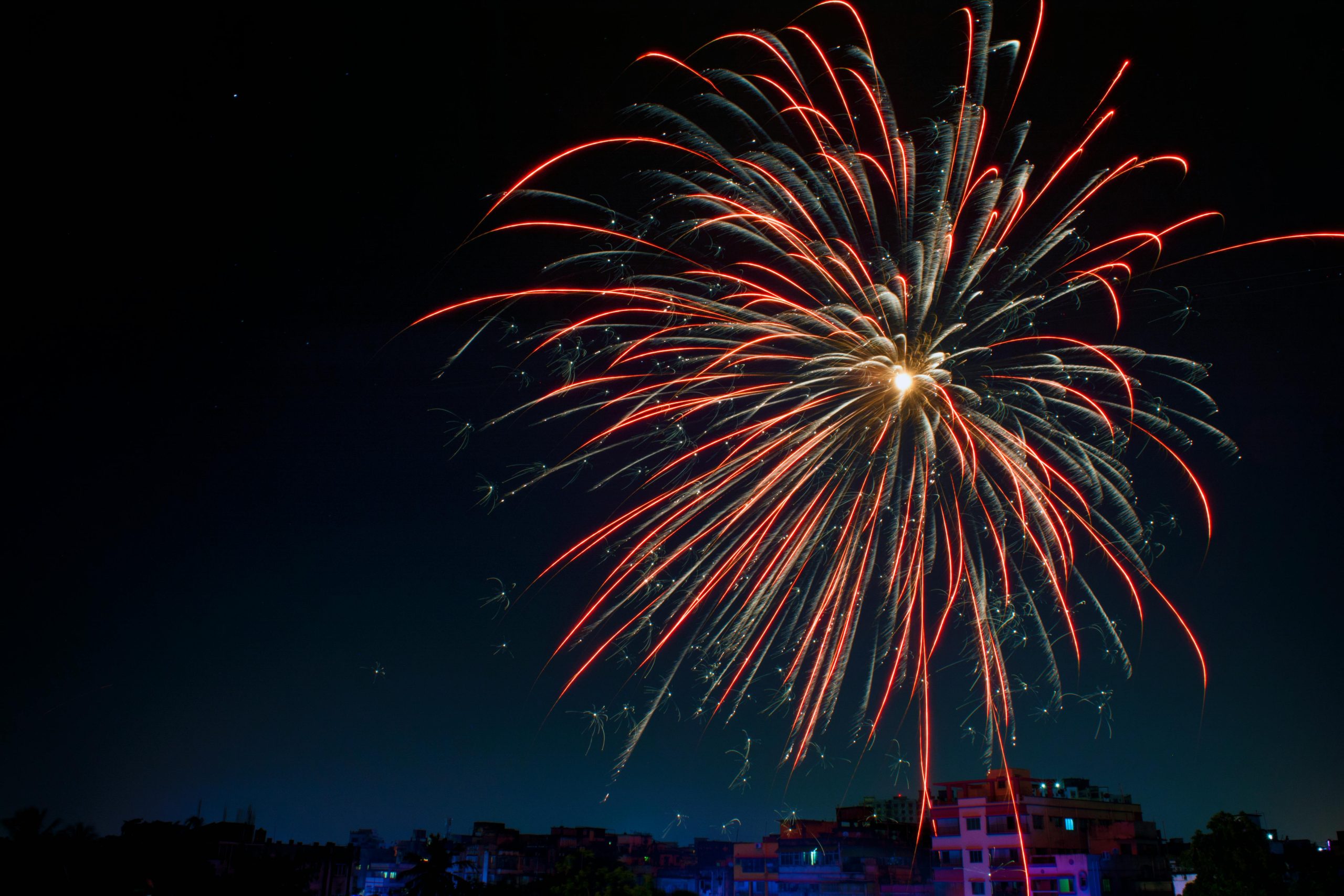 Fireworks Display over Building