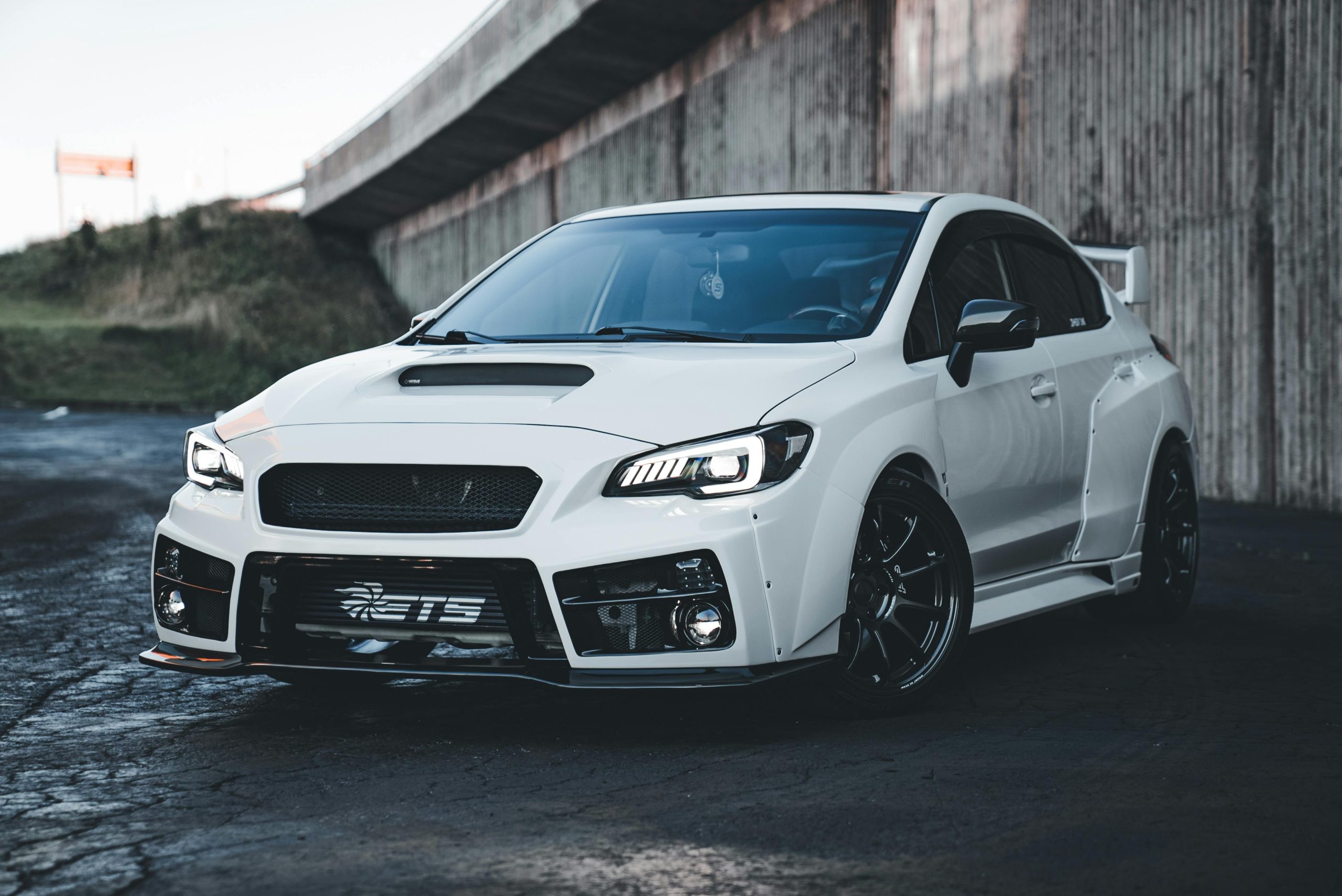 A White Subaru WRX STI