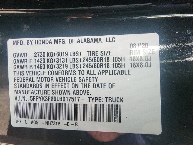 2020 Honda Ridgeline Black Edition