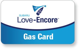 Subaru Love Encore gas card image with Subaru Love-Encore logo. | John Kennedy Subaru in Plymouth Meeting PA