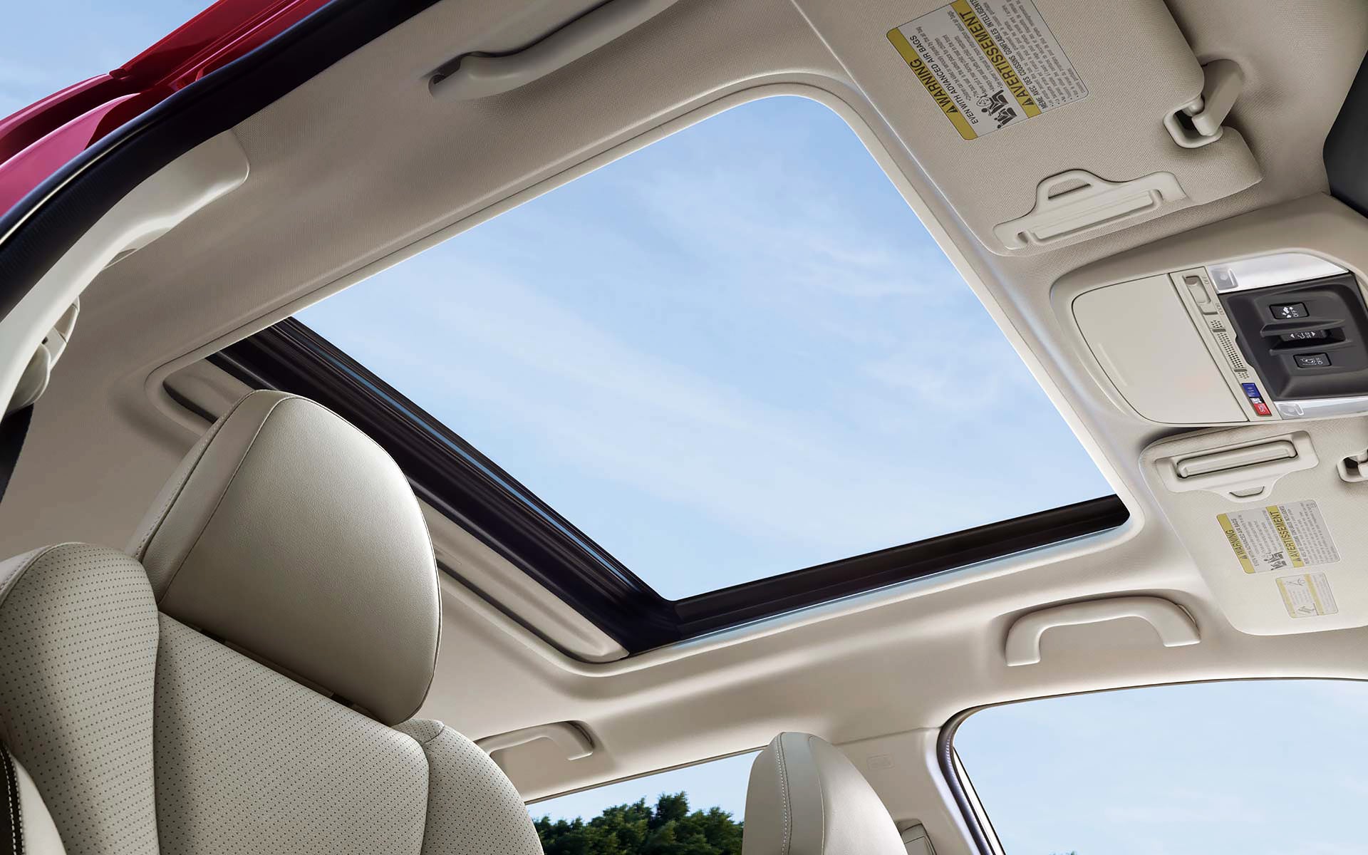 A view through the power sliding panoramic moonroof on the 2022 Forester Sport. | John Kennedy Subaru in Plymouth Meeting PA