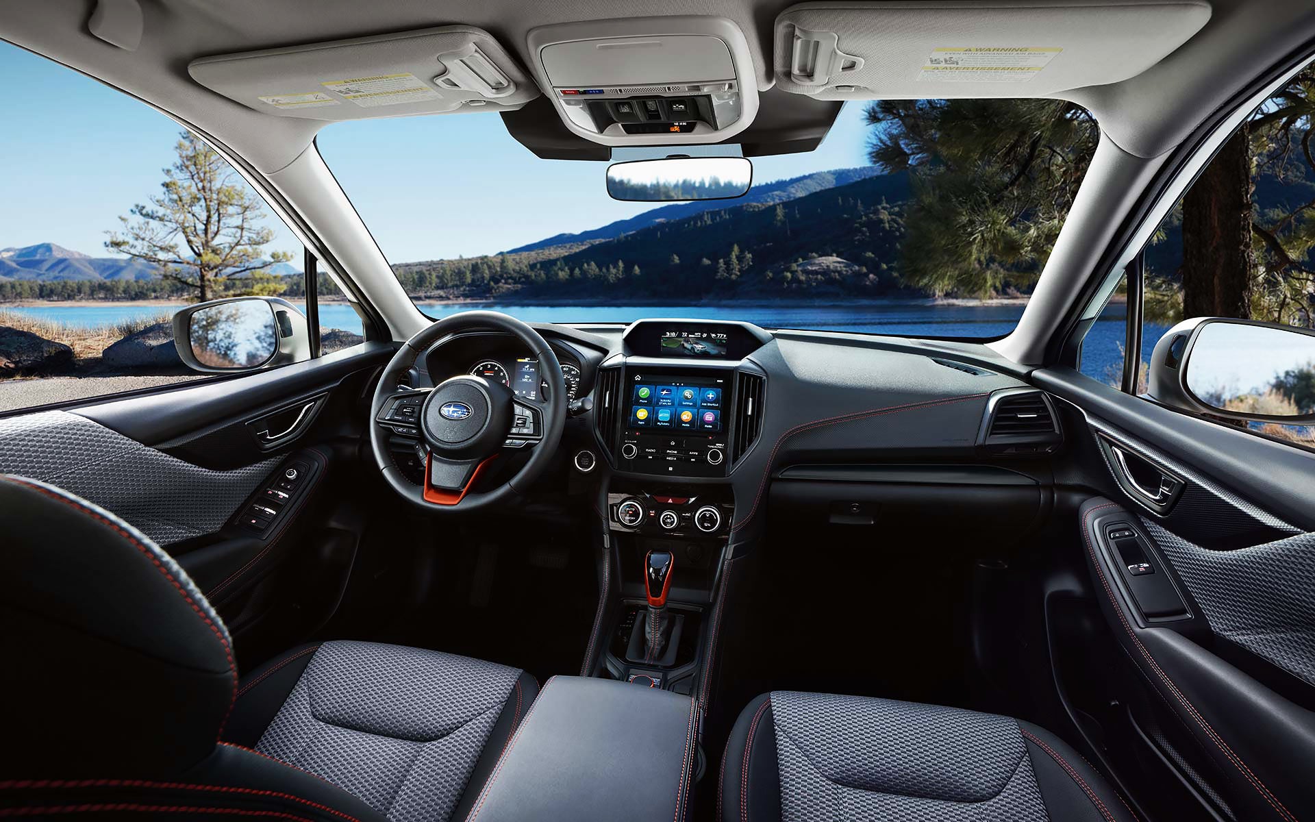 The interior and front dash of the 2022 Forester. | John Kennedy Subaru in Plymouth Meeting PA