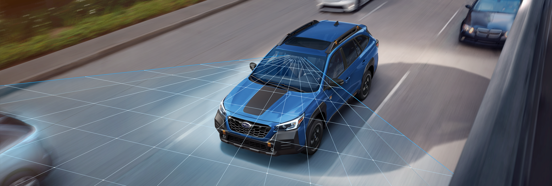 A photo illustration of the EyeSight Driver Assist Technology on the 2023 Outback Wilderness. | John Kennedy Subaru in Plymouth Meeting PA